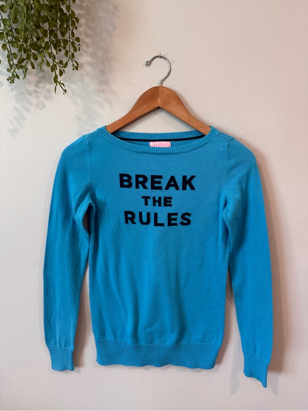 Lilly Pulitzer Turquoise 'BREAK THE RULES' Crewneck Sweater